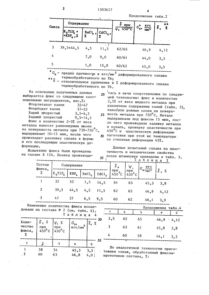 Модифицирующий флюс для литейных и деформируемых алюминиево- кремниевых сплавов (патент 1303627)