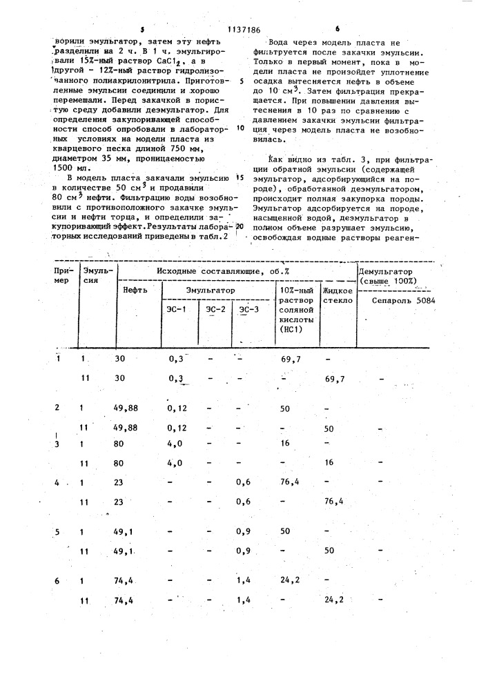 Способ изоляции водопритока в нефтяных скважинах (патент 1137186)