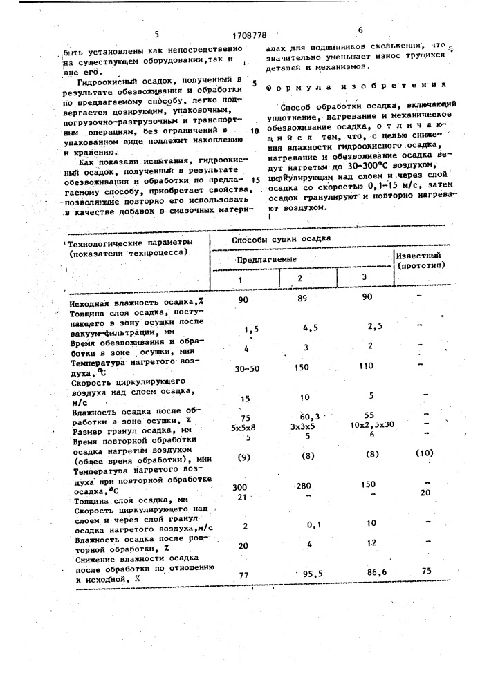 Способ обработки осадка (патент 1708778)