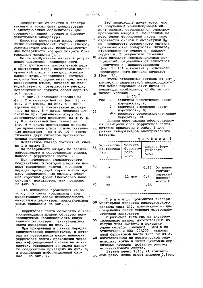 Контактная пара (патент 1035695)