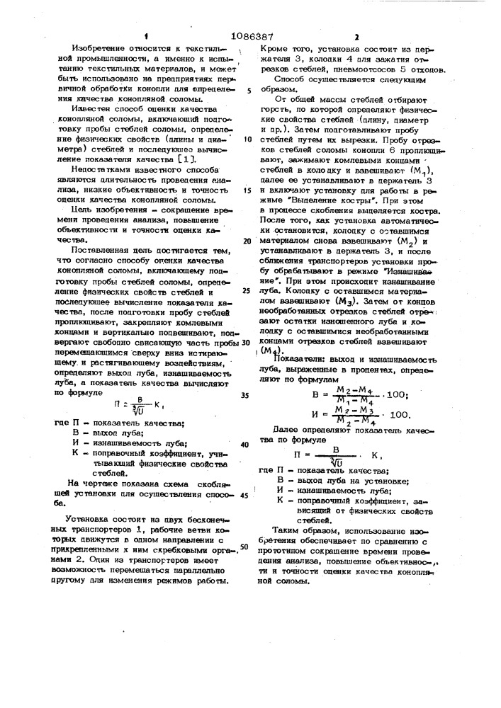 Способ оценки качества конопляной соломы (патент 1086387)