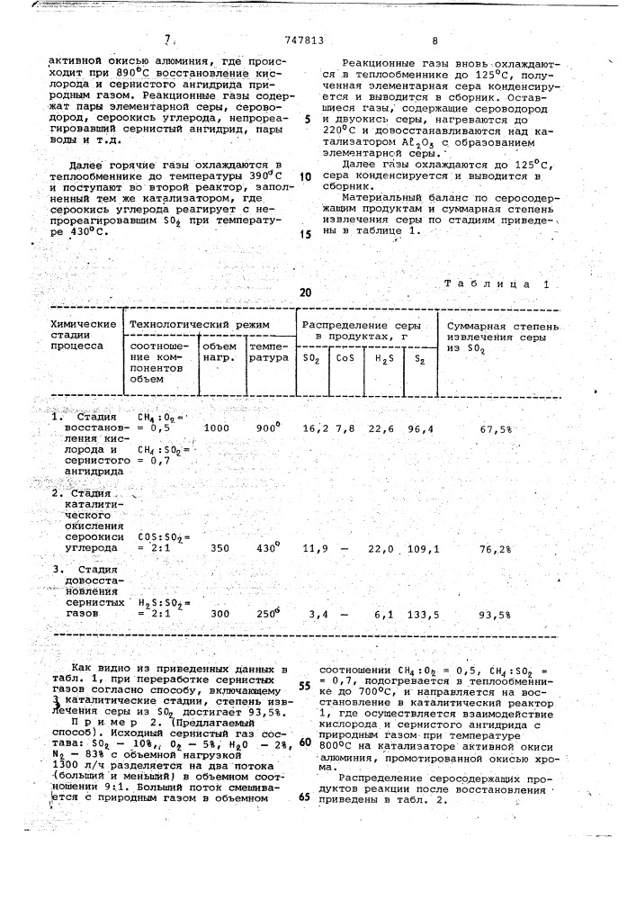 Способ получения элементарной серы из промышленных газов (патент 747813)