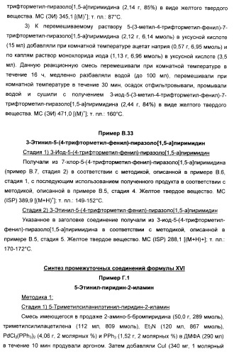 Производные ацетиленил-пиразоло-пиримидина в качестве антагонистов mglur2 (патент 2412943)