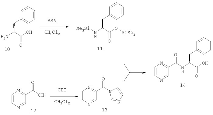 Способ получения n-пиразиноил-(l)-фенилаланил-(l)-лейцинбороновой кислоты или ее ангидрида (патент 2402564)