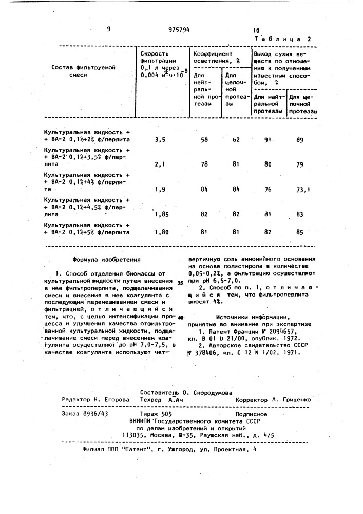 Способ отделения биомассы от культуральной жидкости (патент 975794)