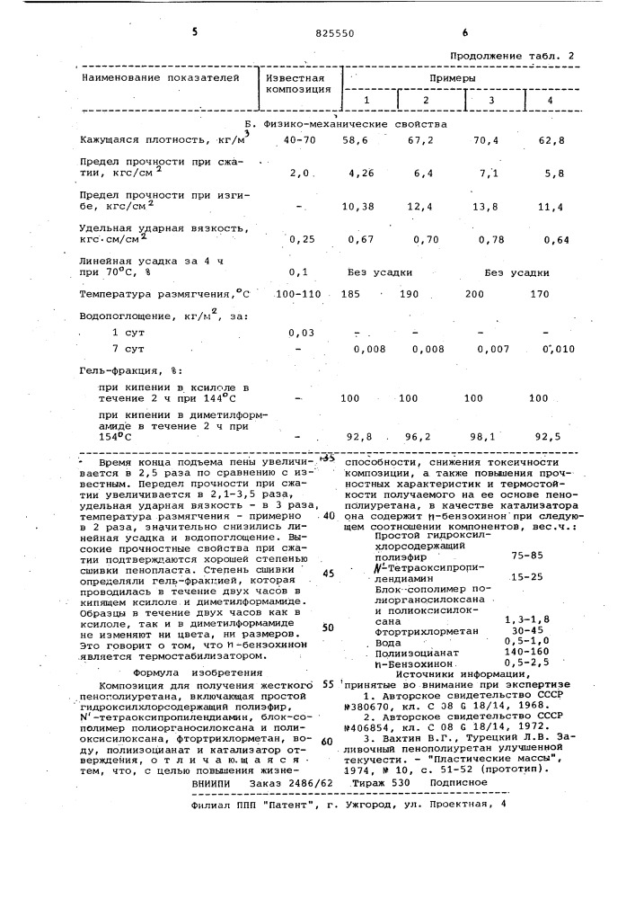 Композиция для получения жесткого пенополиуретана (патент 825550)