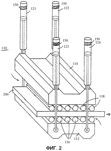 Способ и устройство для установки относительно заготовки, по меньшей мере, одного роликового сегмента направляющего устройства для заготовки, изготавливаемой методом непрерывной разливки (патент 2379156)