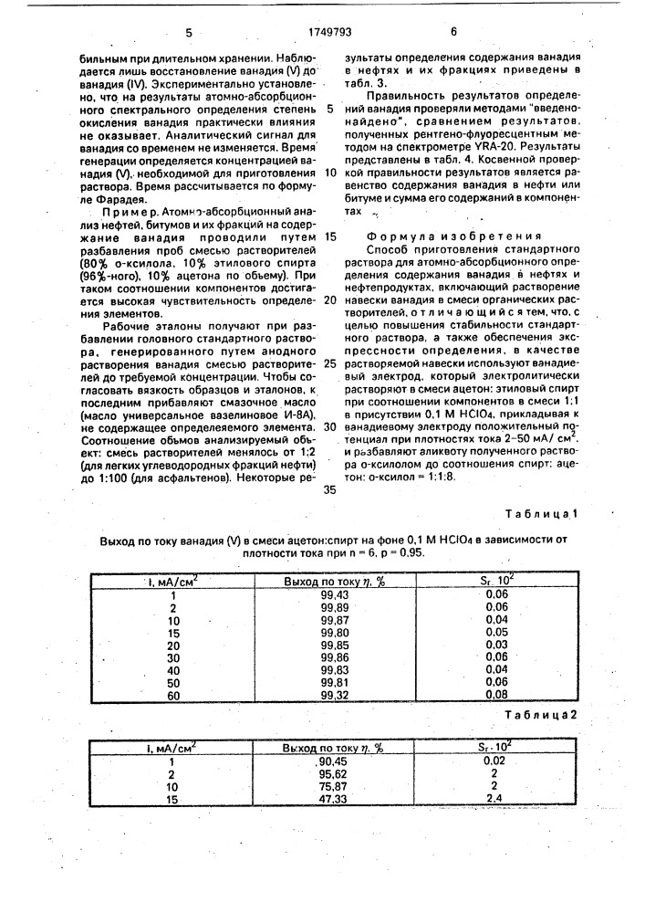 Способ приготовления стандартного раствора для атомно- абсорбционного определения содержания ванадия в нефтях и нефтепродуктах (патент 1749793)