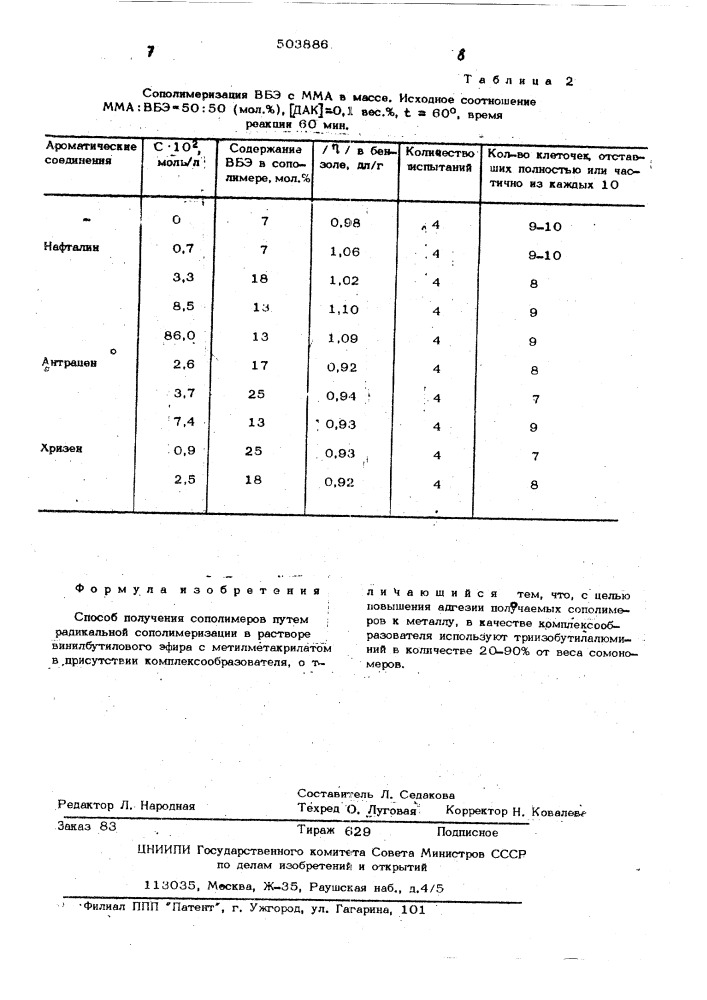 Способ получения сополимеров (патент 503886)