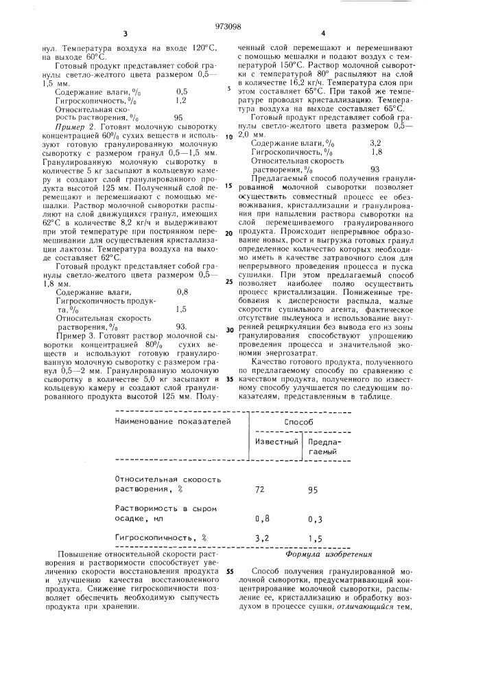 Способ получения гранулированной молочной сыворотки (патент 973098)