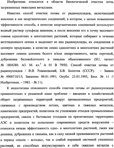 Фиторемедиационный способ очистки почв от тяжелых металлов (патент 2338353)