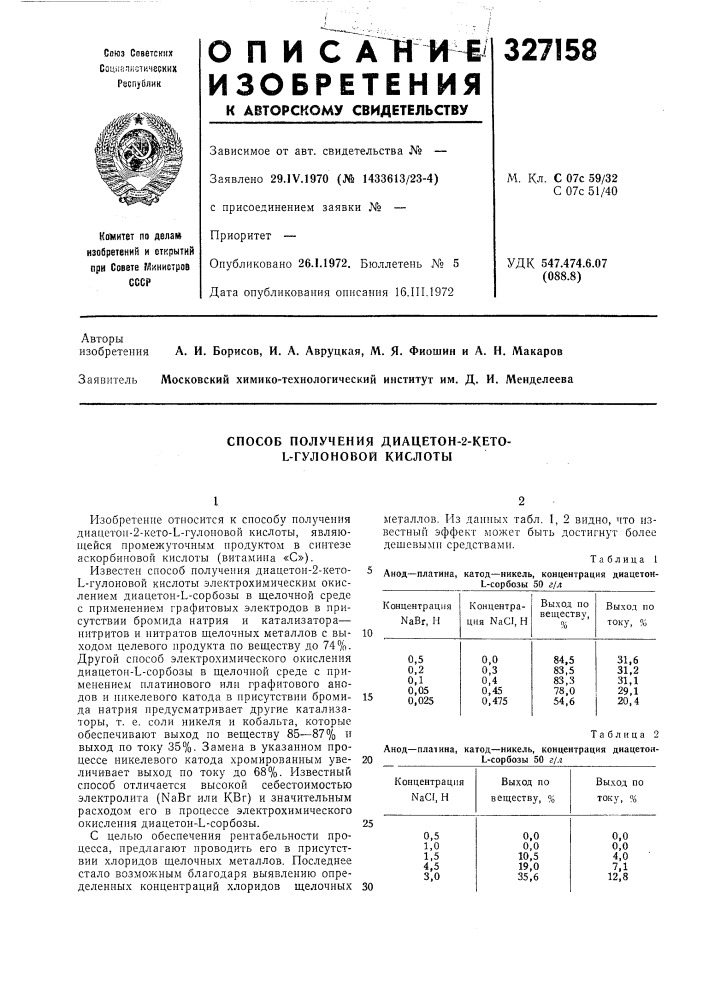Способ получения диацетон-2-кето- l-гулоновой кислоты (патент 327158)