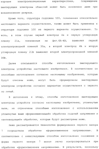 Эмитирующее электроны устройство, источник электронов и устройство отображения с использованием такого устройства и способы изготовления их (патент 2331134)