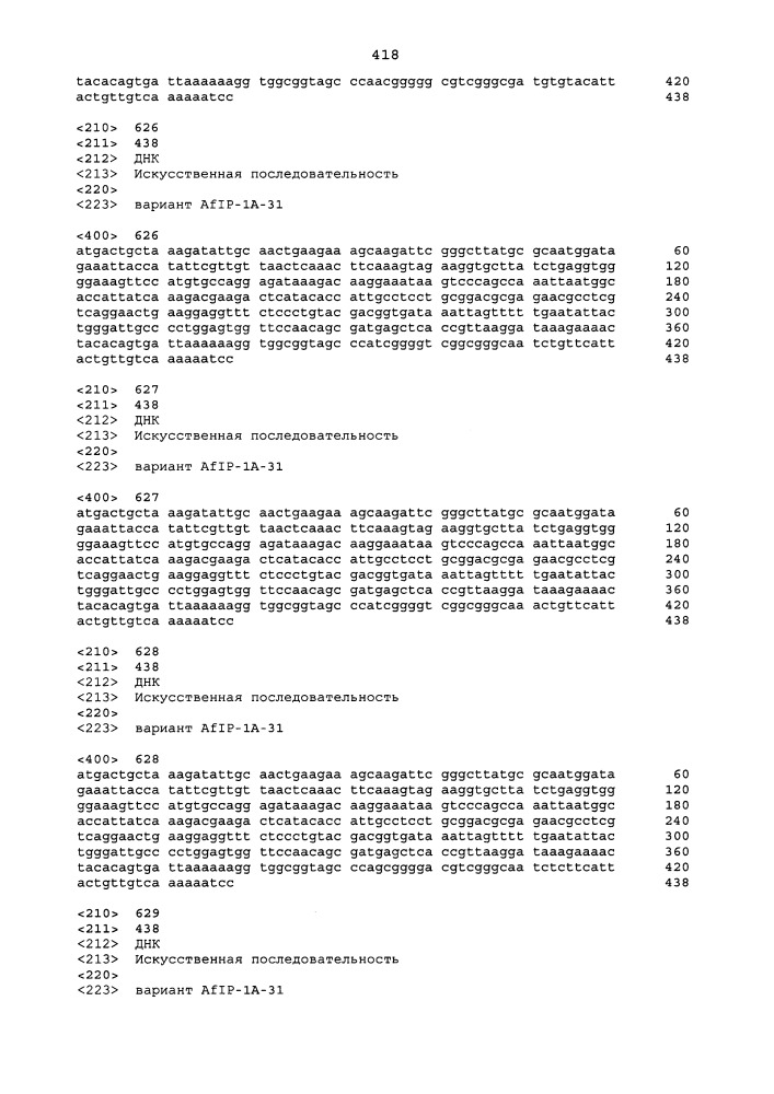 Новые инсектицидные белки и способы их применения (патент 2666914)