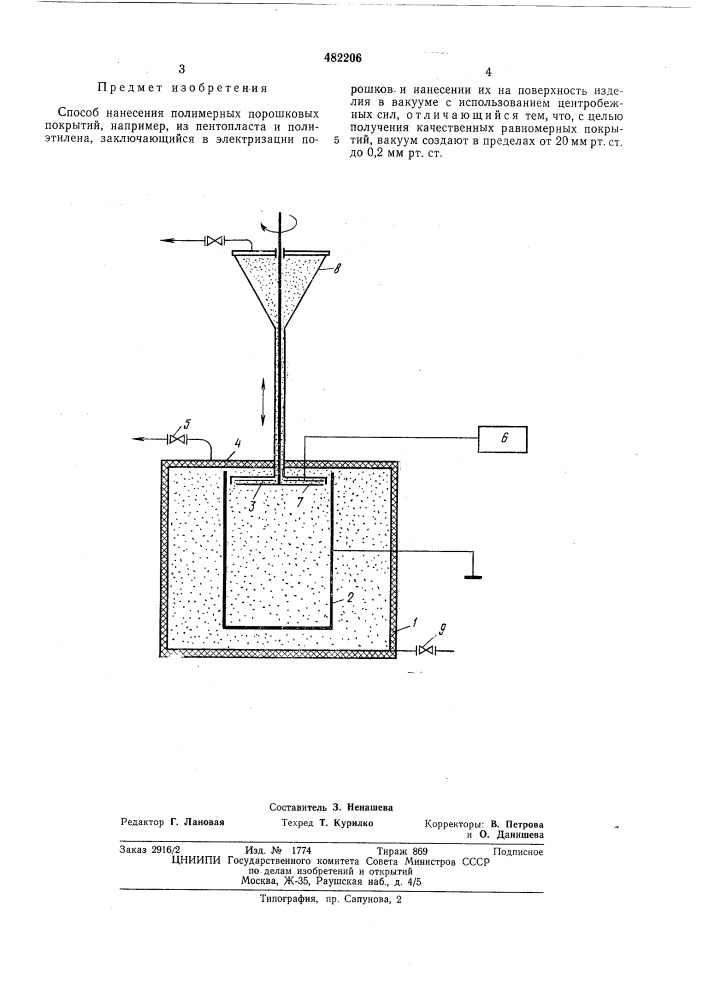 Способ нанесения полимерных порошковых покрытий (патент 482206)