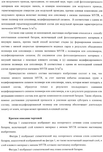 Солнечная батарея, включающая клеевую композицию с низкой скоростью проницаемости водяных паров (варианты), и способ ее изготовления (патент 2316847)