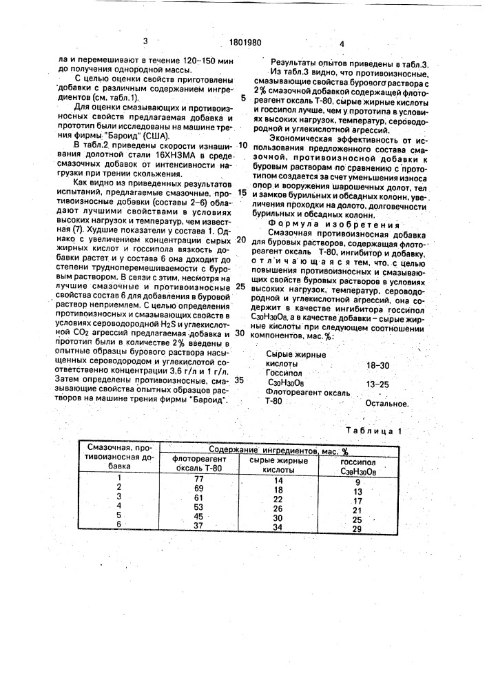 Смазочная противоизносная добавка для буровых растворов (патент 1801980)
