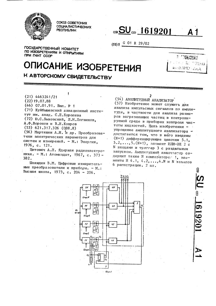 Амплитудный анализатор (патент 1619201)