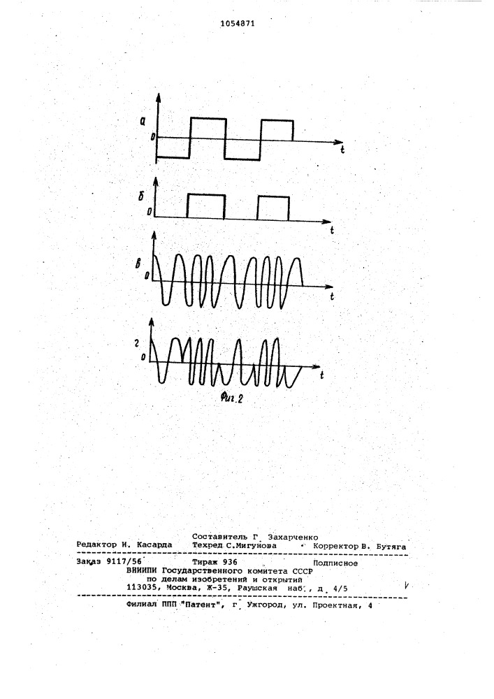 Формирователь однополосного сигнала с частотной манипуляцией (патент 1054871)