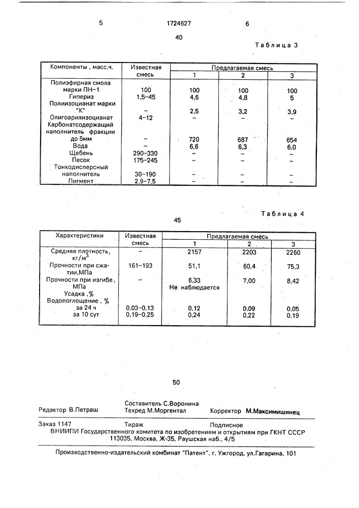 Полимербетонная смесь (патент 1724627)