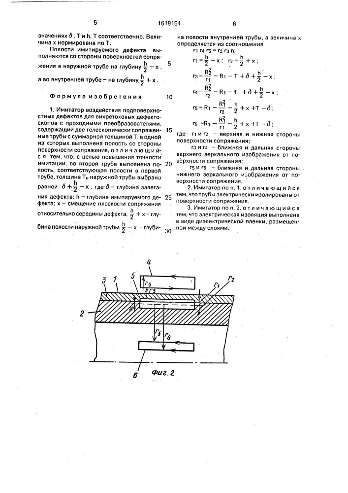 Имитатор воздействия подповерхностных дефектов для вихретоковых дефектоскопов с проходными преобразователями (патент 1619151)