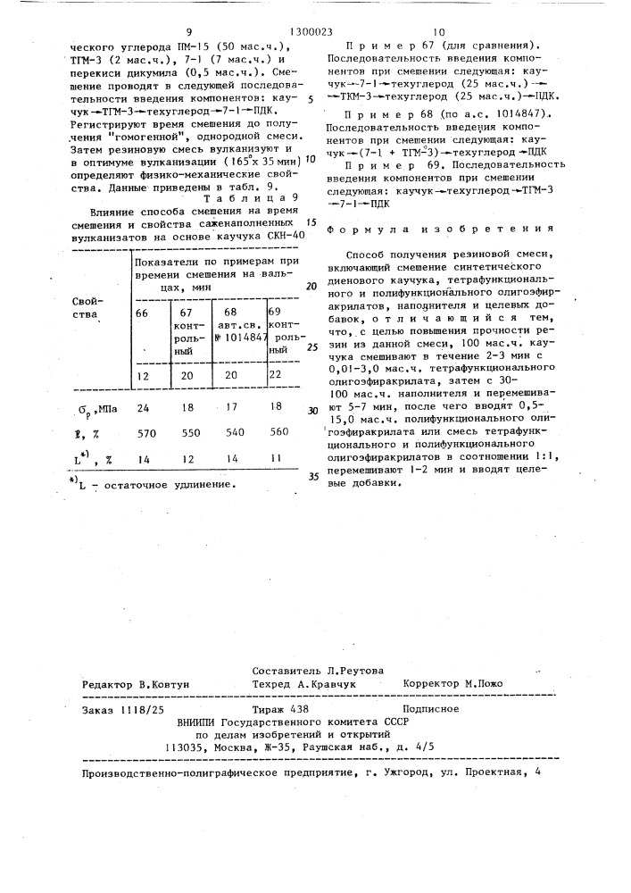 Способ получения резиновой смеси (патент 1300023)