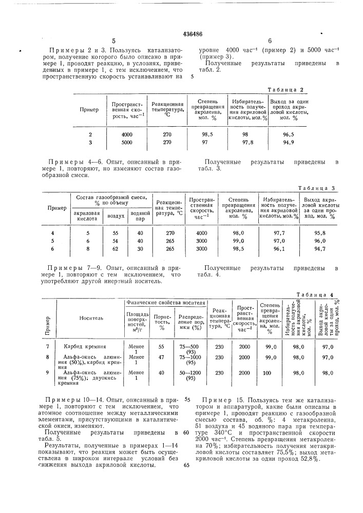 Способ получения ненасыщенной карбоновой кислоты (патент 436486)