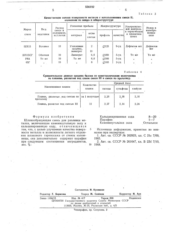 Шлакообразующая смесь для разливки металла (патент 556182)