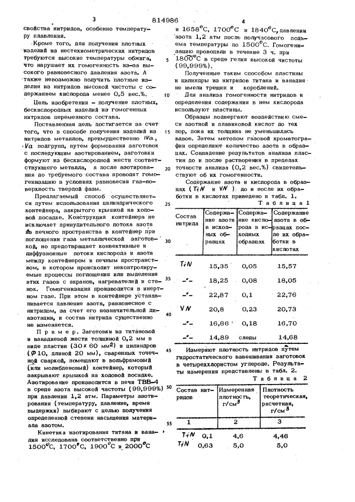 Способ получения изделий из нитридов (патент 814986)