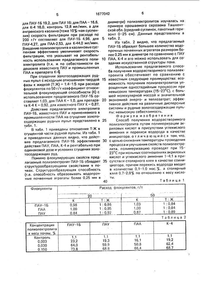 Способ получения водорастворимого полиэлектролита (патент 1677042)