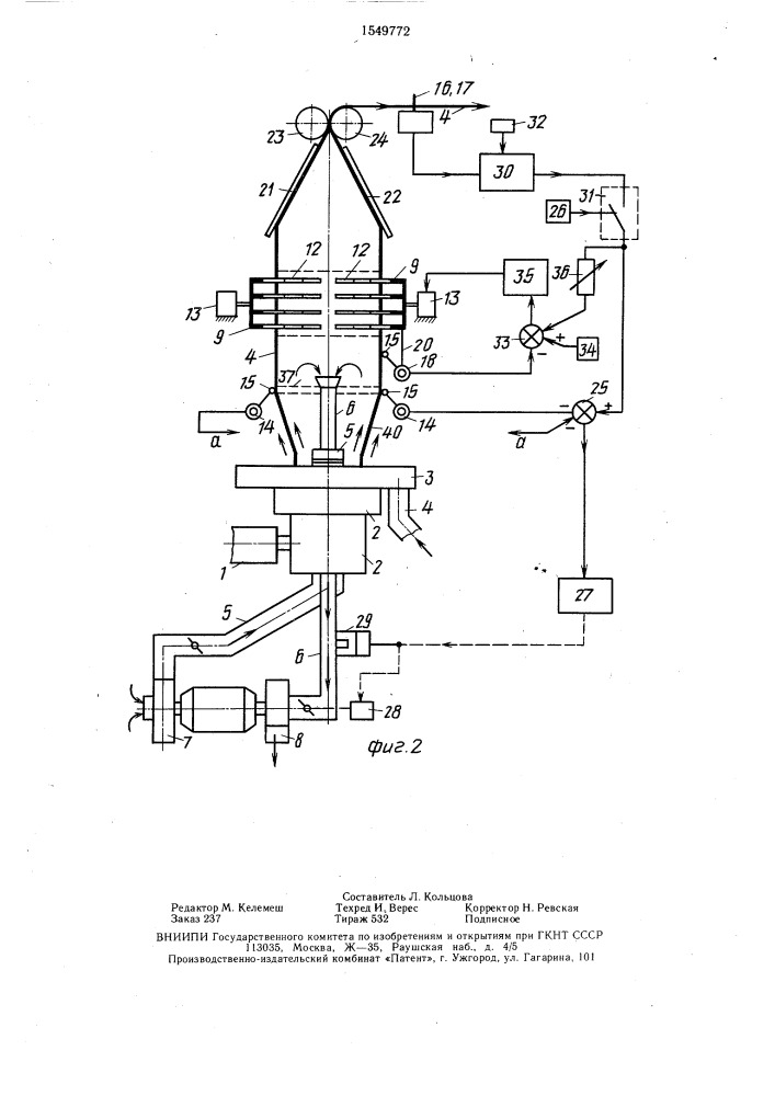 Система управления процессом формообразования экструдируемого пленочного рукава (патент 1549772)