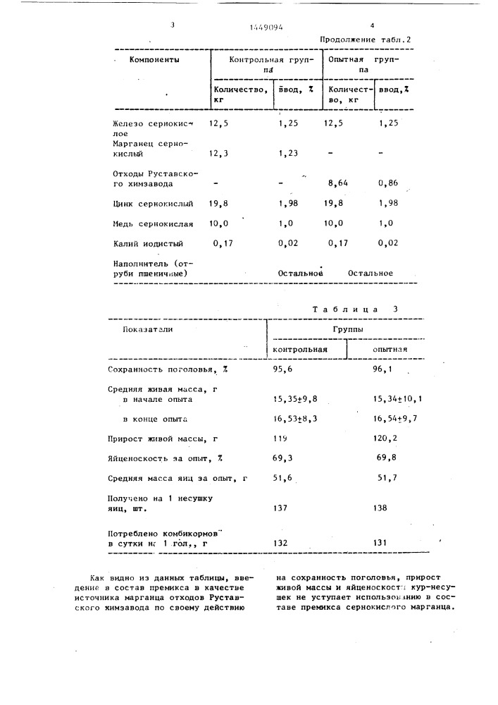 Добавка к премиксу для сельскохозяйственной птицы (патент 1449094)