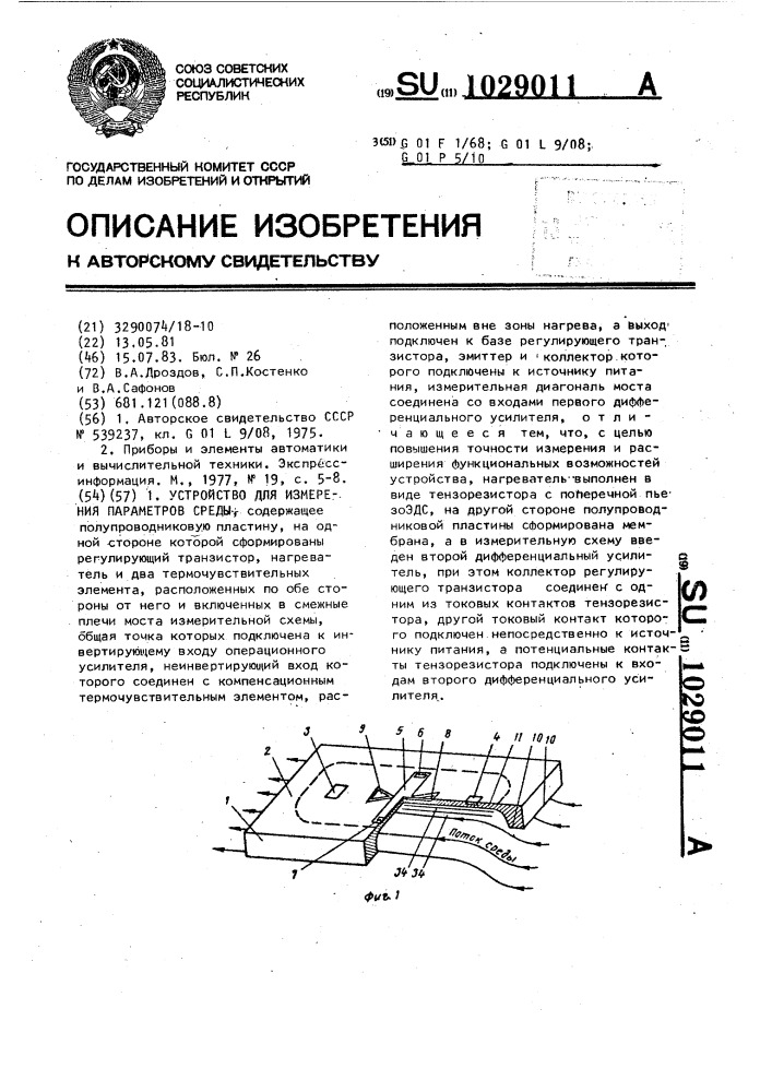 Устройство для измерения параметров среды (патент 1029011)