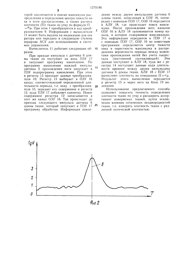 Способ определения плотности ткани по утку (патент 1270186)