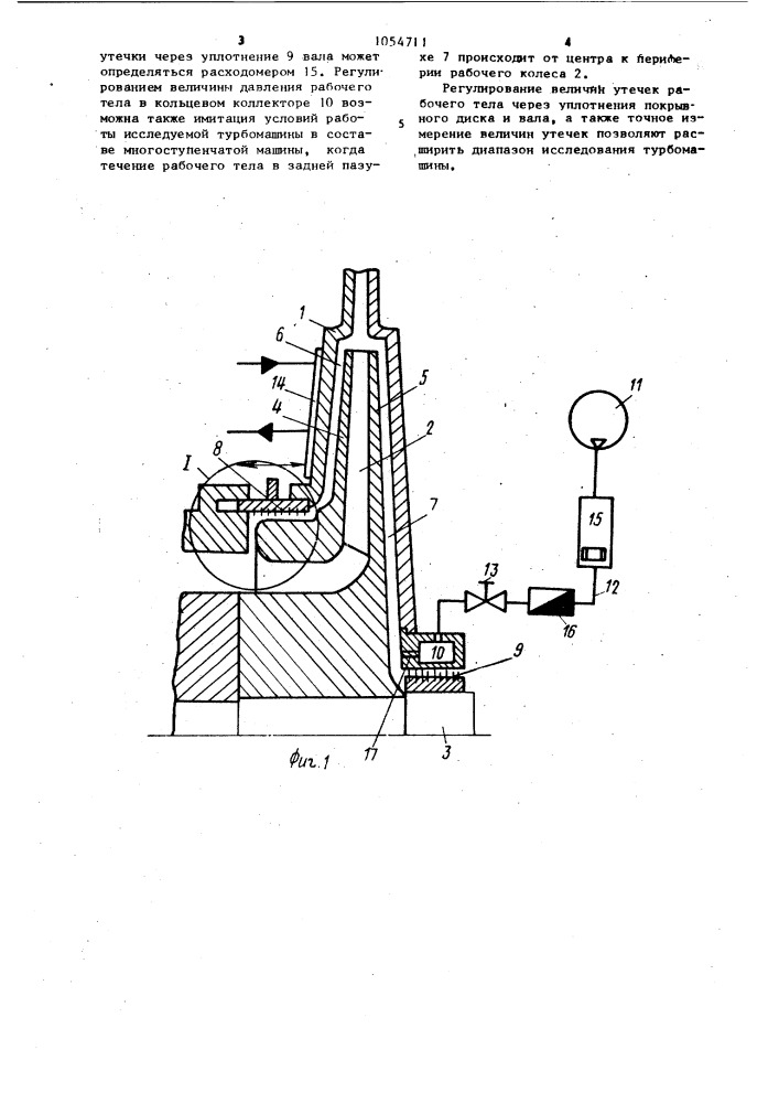 Экспериментальная центробежная турбомашина (патент 1054711)