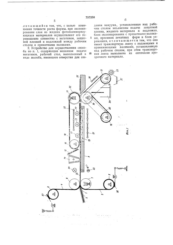 Способ изготовления фотополимерных печатных форм и устройство для его осуществления (патент 737250)