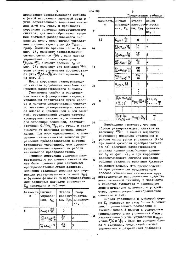 Способ фазового управления вентильным преобразователем и устройство для его осуществления (патент 904189)