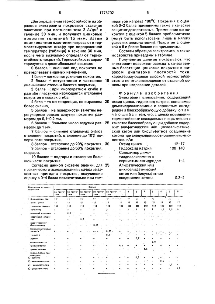 Электролит цинкования (патент 1776702)