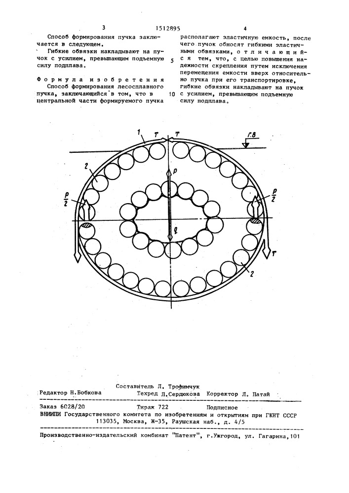 Способ формирования лесосплавного пучка (патент 1512895)