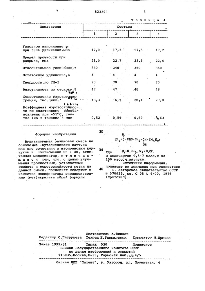 Вулканизуемая резиновая смесь наоснове цис-бутадиенового каучука (патент 823393)