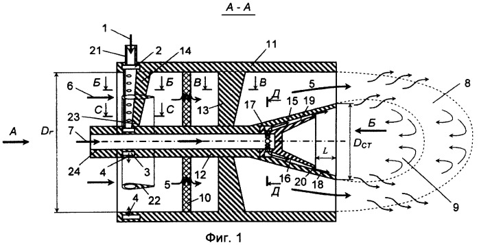 Способ сжигания предварительно подготовленной "бедной" топливовоздушной смеси в двухконтурной малоэмиссионной горелке с применением диффузионного стабилизирующего факела (патент 2548525)