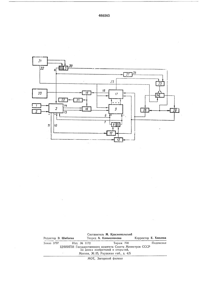 Устройство для контроля и учета суммарного угла поворота платформы одноковшового экскаватора (патент 460363)