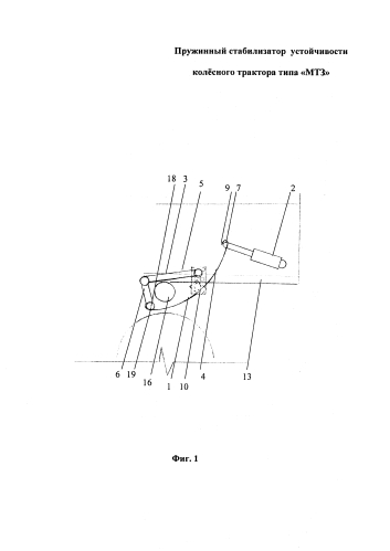 Пружинный стабилизатор устойчивости колёсного трактора типа "мтз" (патент 2578903)