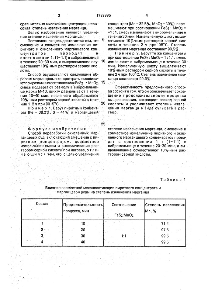 Способ переработки окисленных марганцевых руд (патент 1792995)