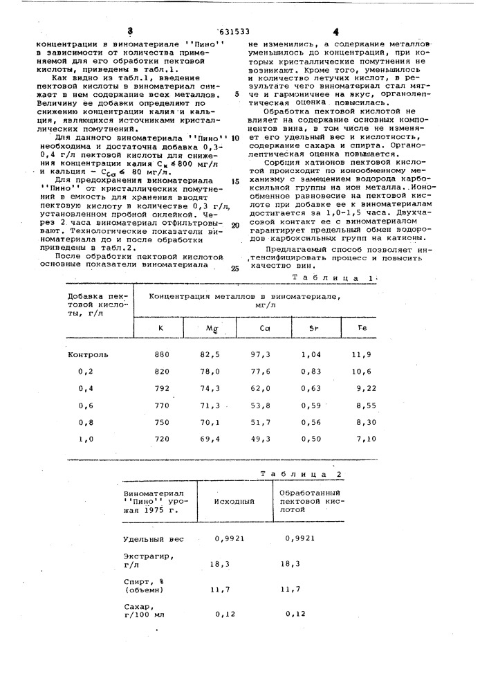 Способ предохранения вин от кристаллических помутнений (патент 631533)