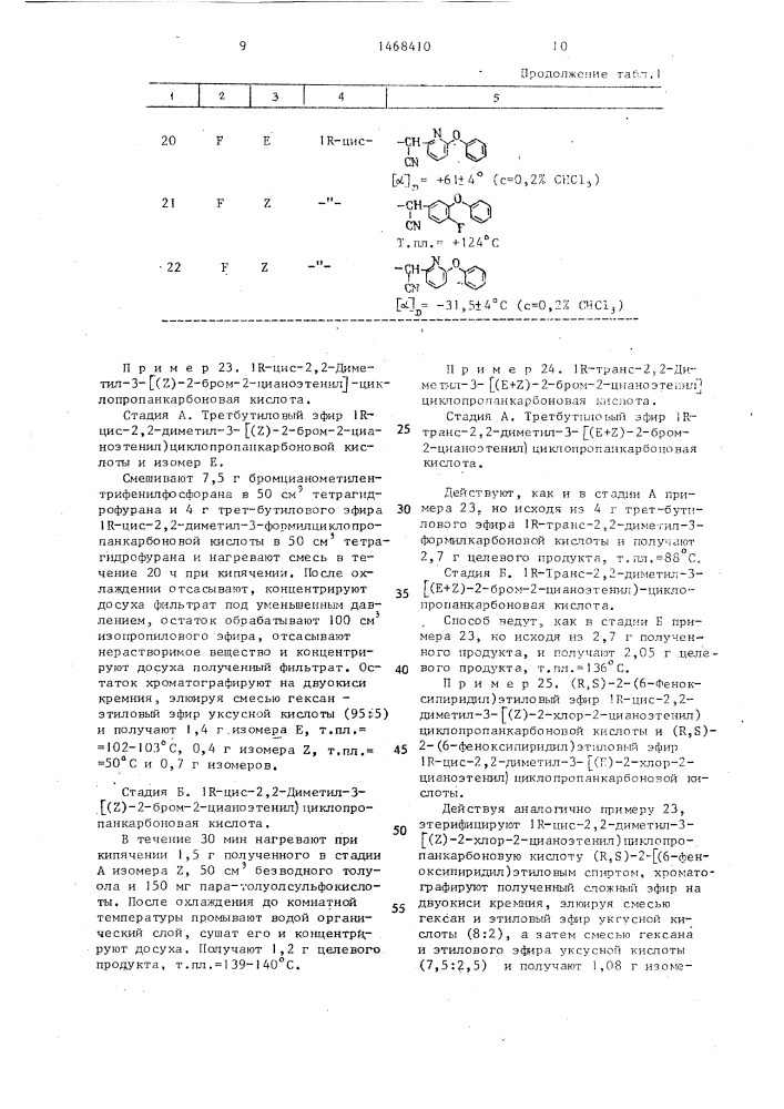 Способ получения производных циклопропанкарбоновых кислот (патент 1468410)