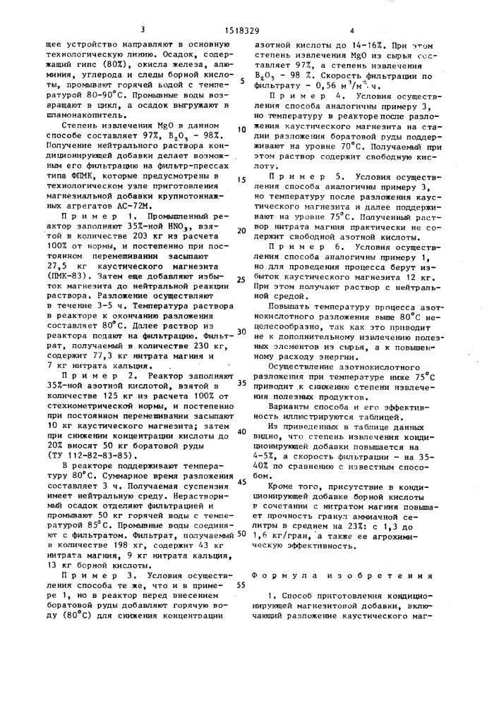 Способ приготовления кондиционирующей магнезитовой добавки (патент 1518329)