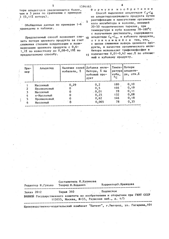 Способ выделения альдегидов с @ -с @ из альдегидсодержащего продукта (патент 1594165)