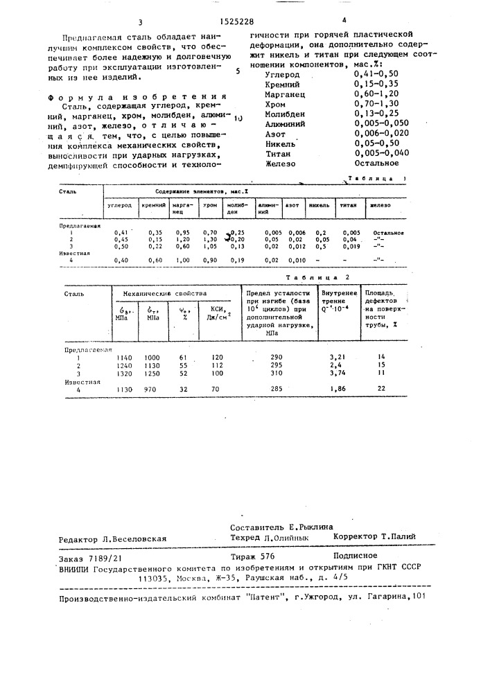 Сталь (патент 1525228)