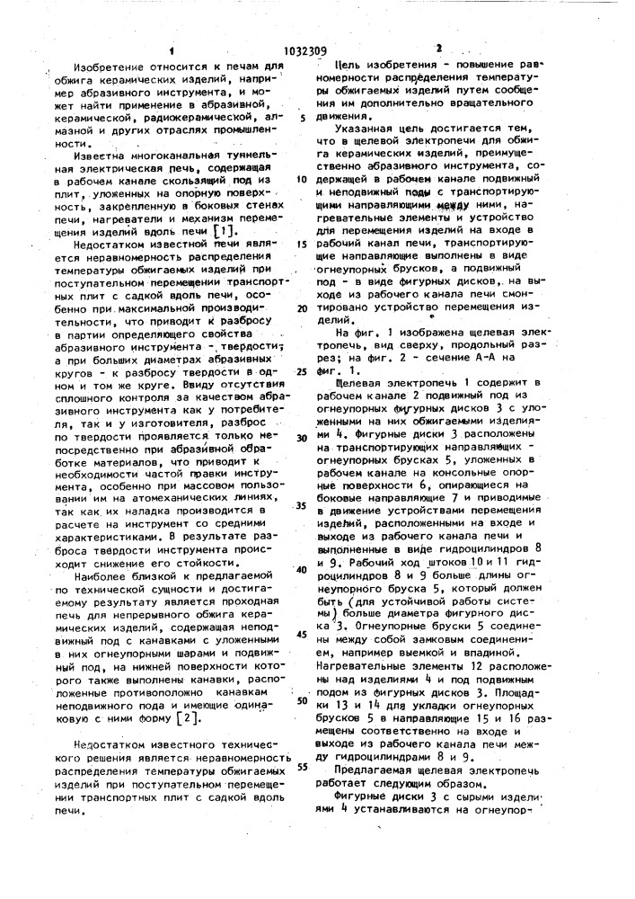 Щелевая электропечь (патент 1032309)